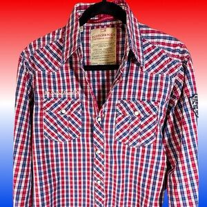 Scotch & Soda Red and Blue Plaid Men's Shirt